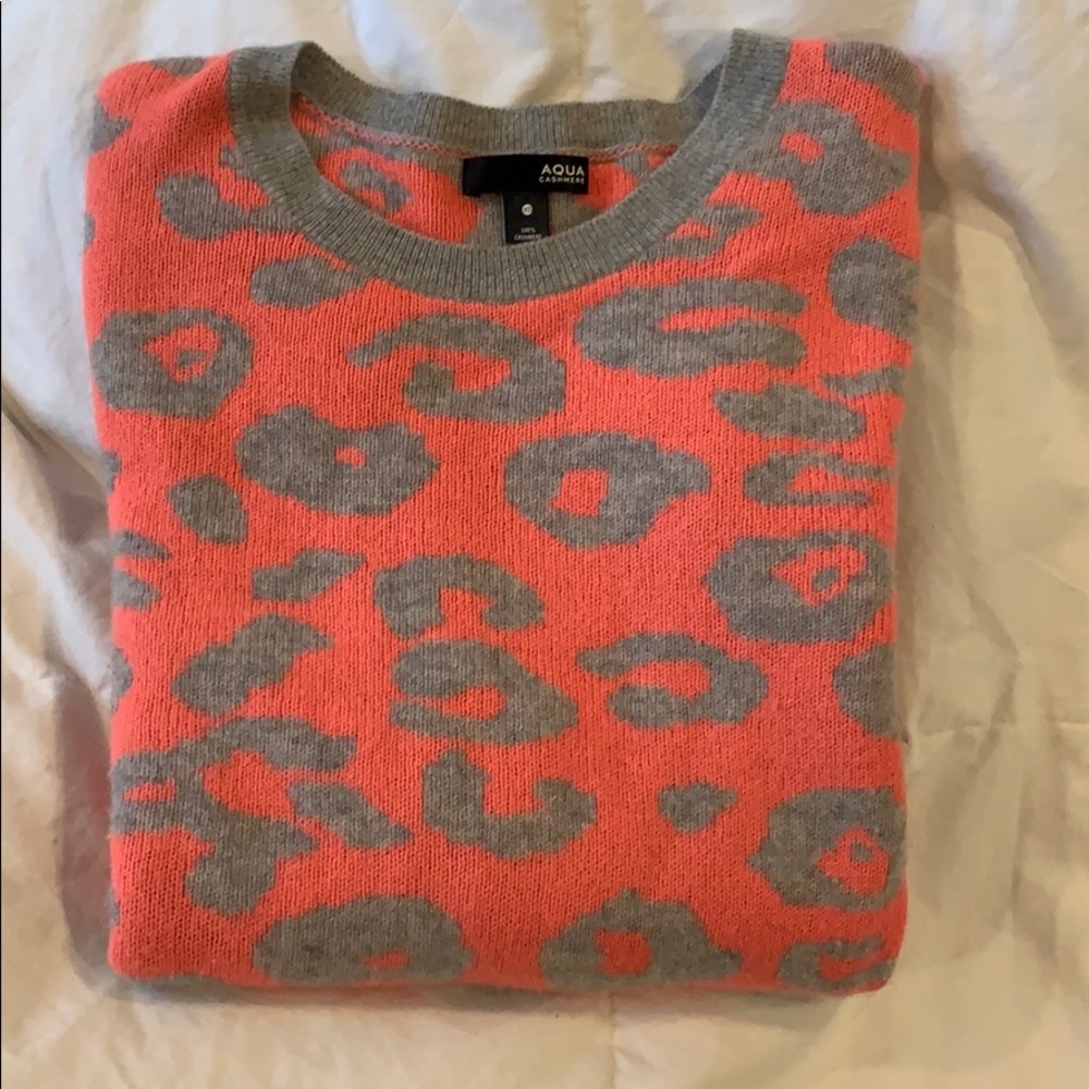 Aqua Leopard Cashmere Sweater